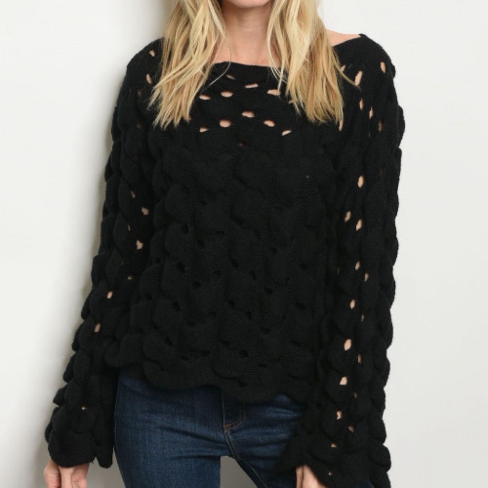 BLACK SWEATER TOP - Picture 2 of 4
